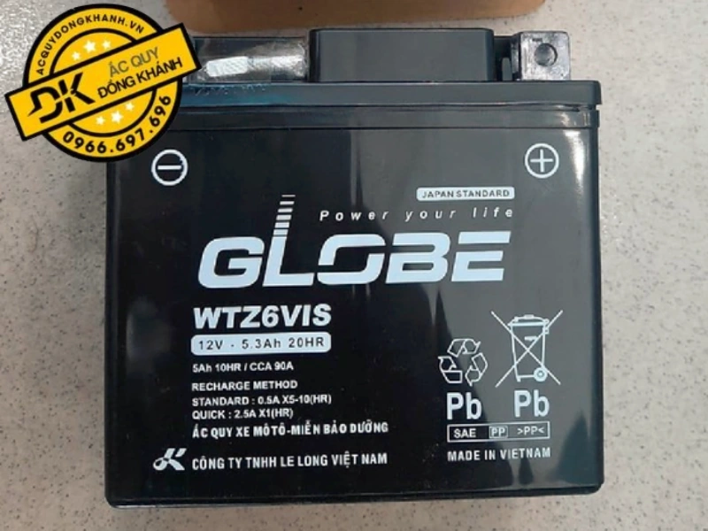 ắc quy zin theo xe honda sh việt nam 150 là ắc quy globe wtz6vis - 12v-5.3ah