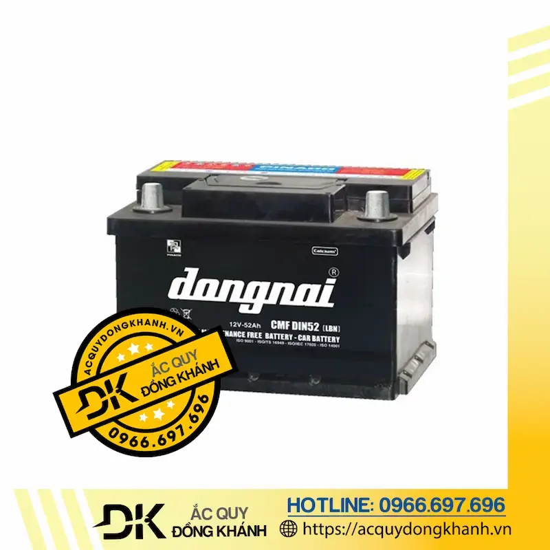 Tham khảo thông số bình acquy Đồng Nai CMF DIN52 12V 52Ah