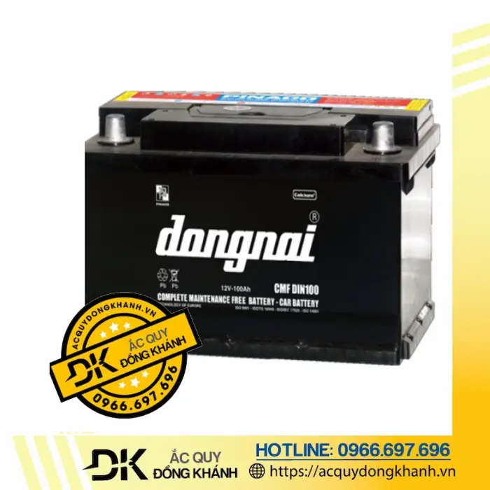 Thông số kỹ thuật của ắc quy Đồng Nai CMF DIN100 12V 100Ah 