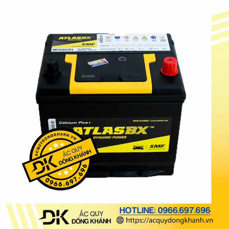 Ắc Quy Atlas MF55D23R 12V - 60AH