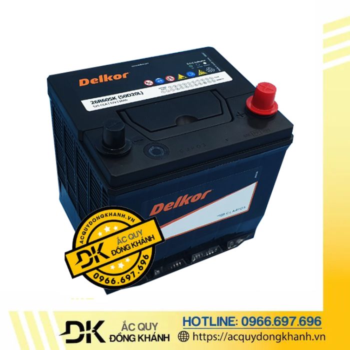 Bình Ắc Quy Delkor 60ah - 12V 50D20R/L